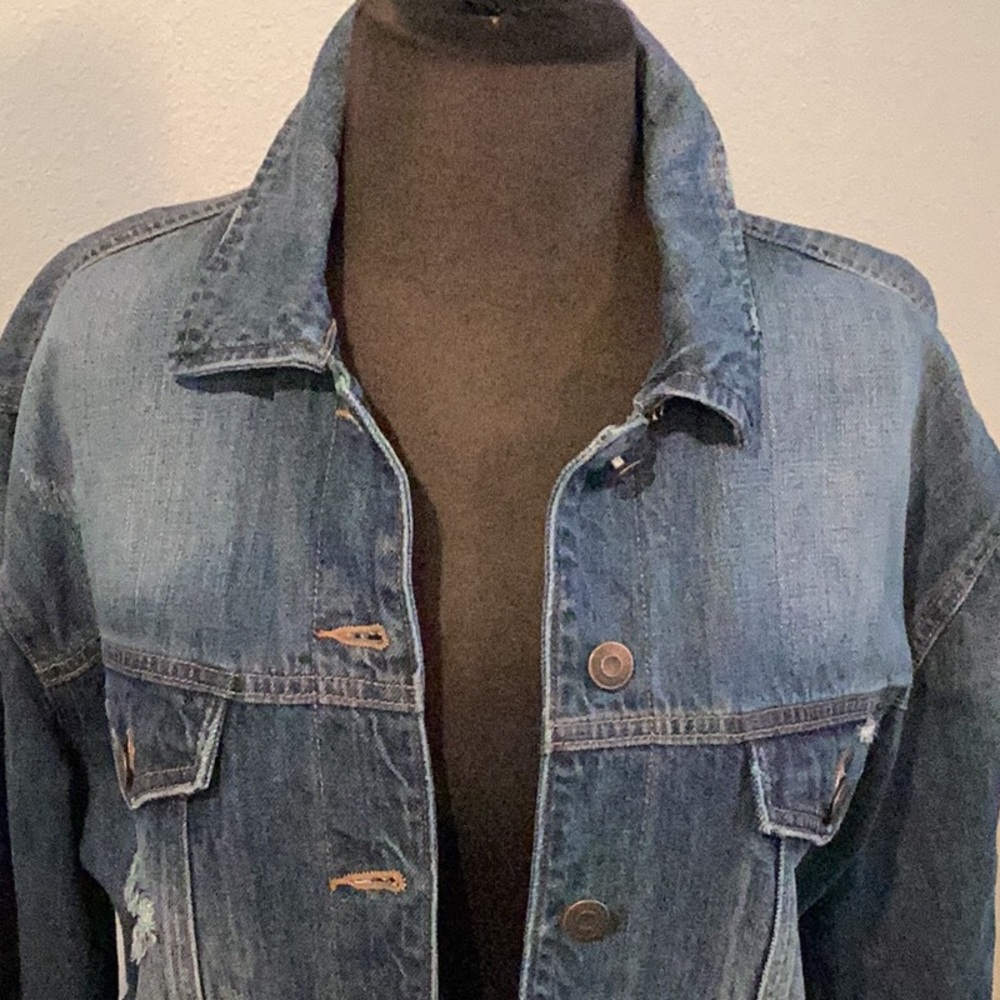 Kenzie Jeans distressed denim coat size small new with tags!